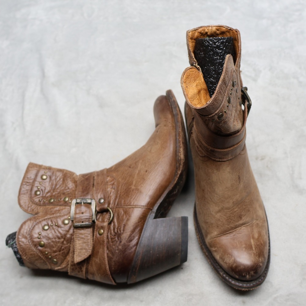 Rio Grande Women 8 Ankle Boots Brown Leather Buckle Strap Western 85541 MEX22.5